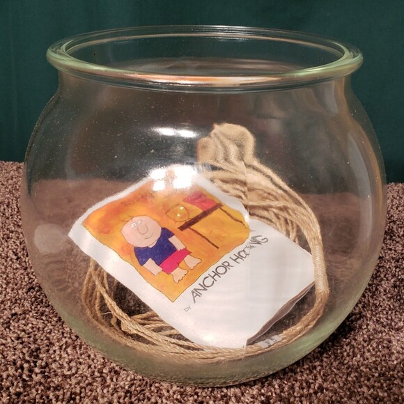 VTG Anchor Hocking Imaginarium 8" Round Bowl Hanging Macramé Net Terrarium NOS - Picture 4 of 7
